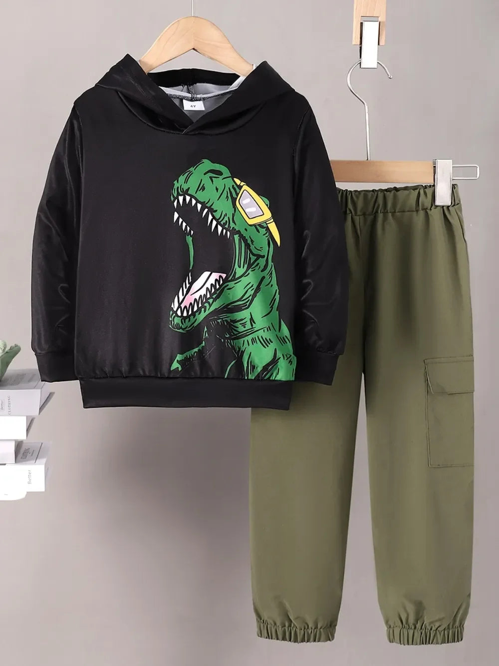Children's Dinosaur Graphic Hoodie and Pants Set - tif-shop24.de