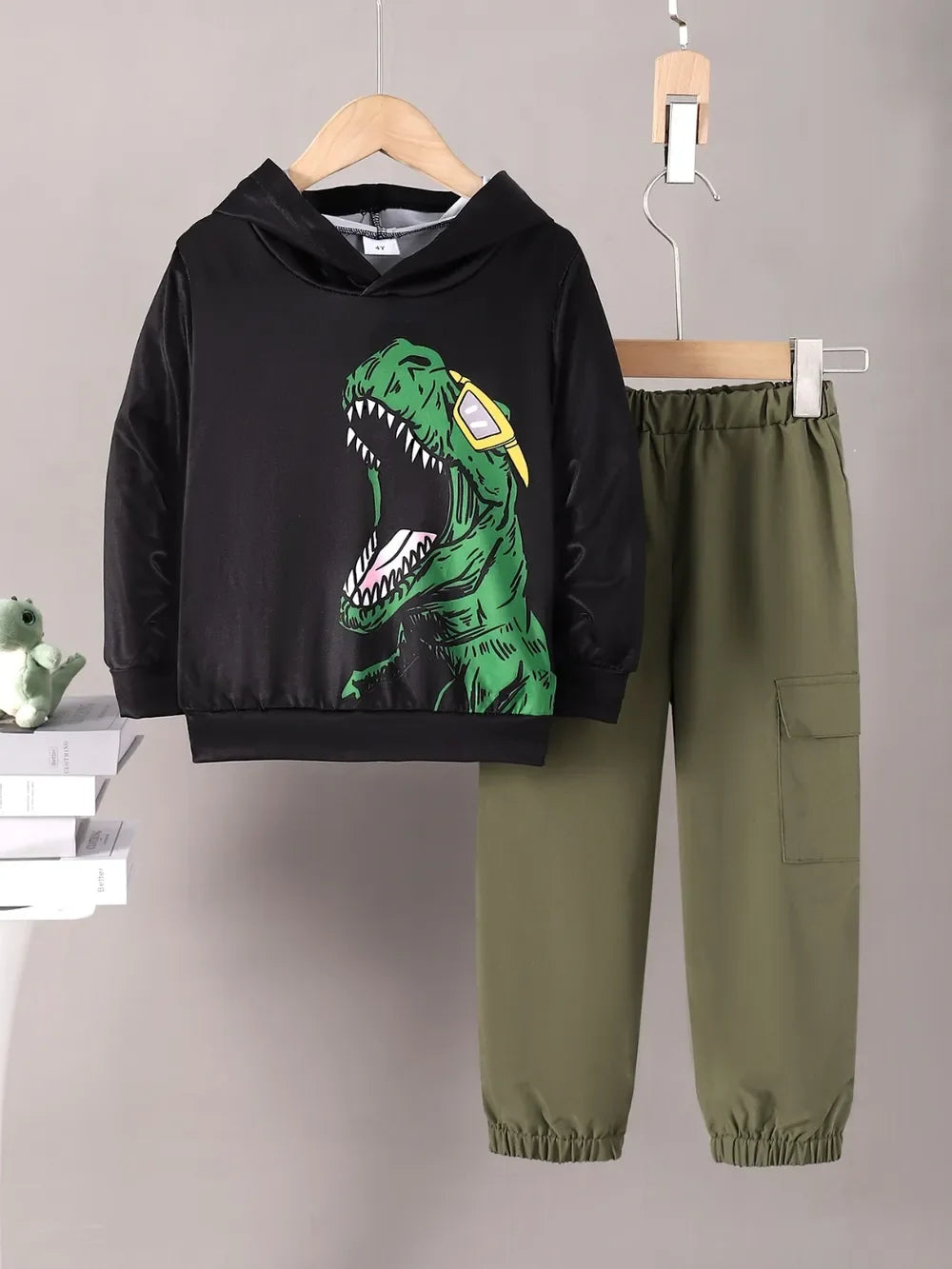 Children's Dinosaur Graphic Hoodie and Pants Set - tif-shop24.de