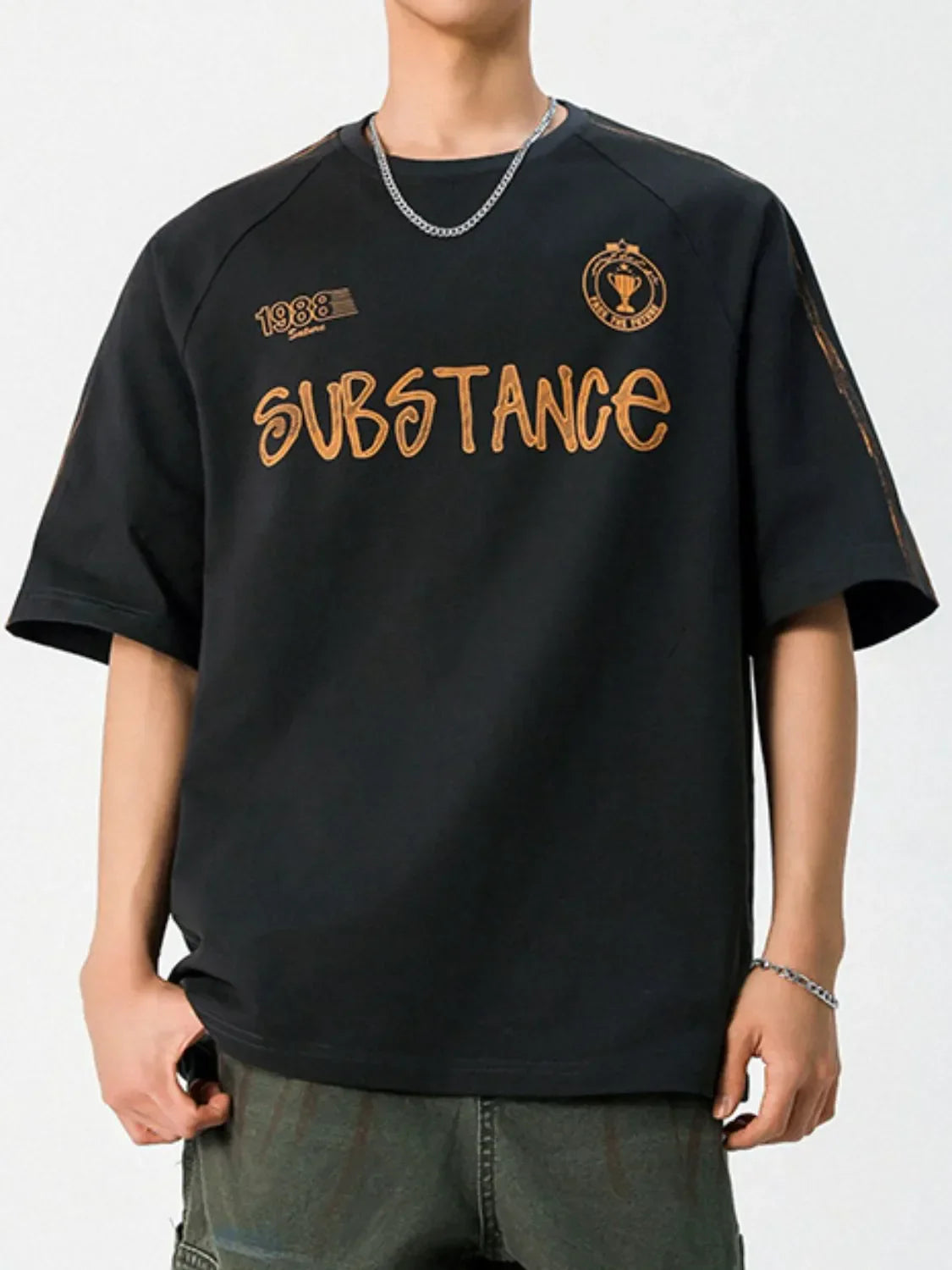 Men's Letter Round Neck Half Sleeve T-Shirt - tif-shop24.de