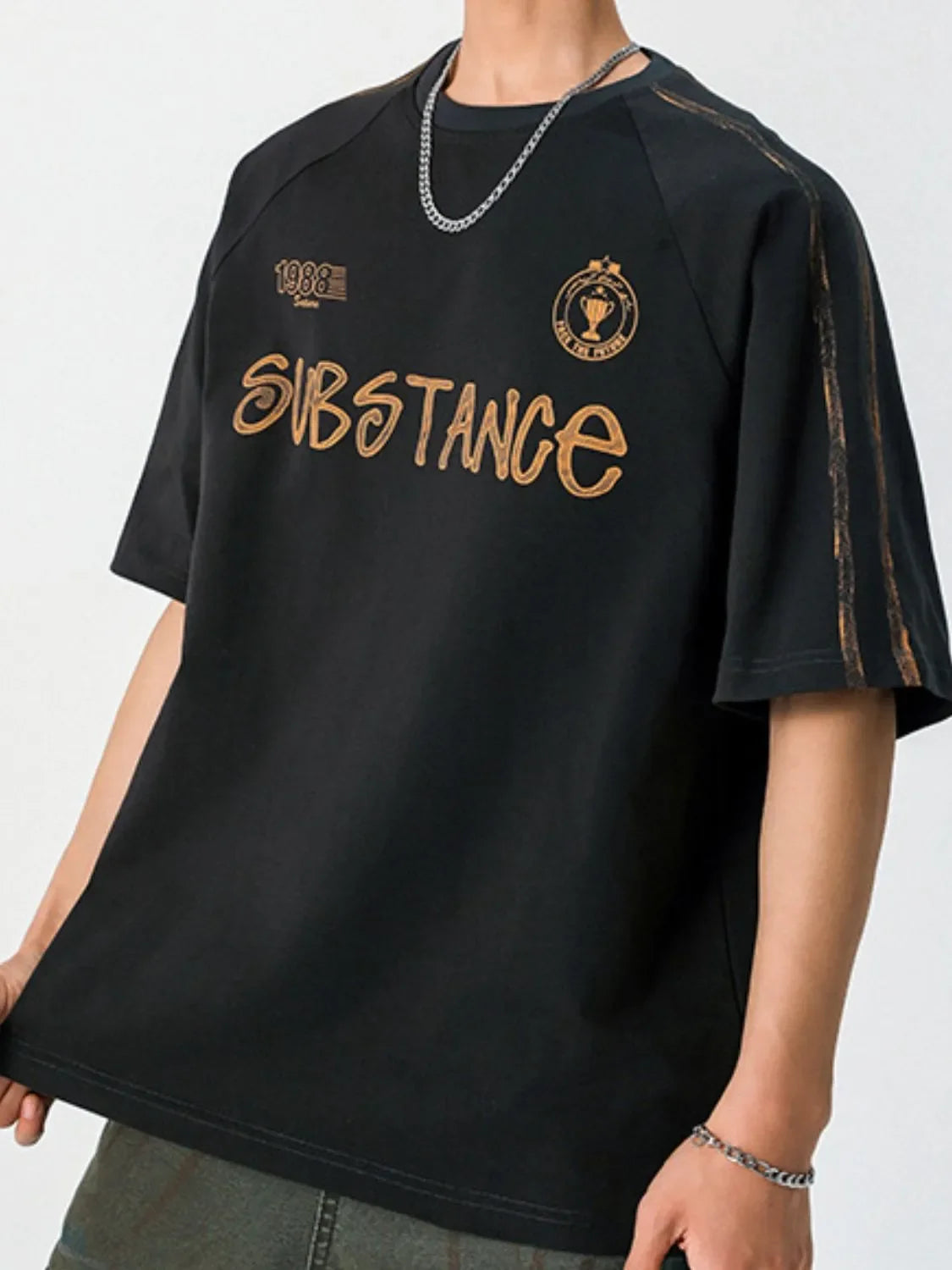 Men's Letter Round Neck Half Sleeve T-Shirt - tif-shop24.de