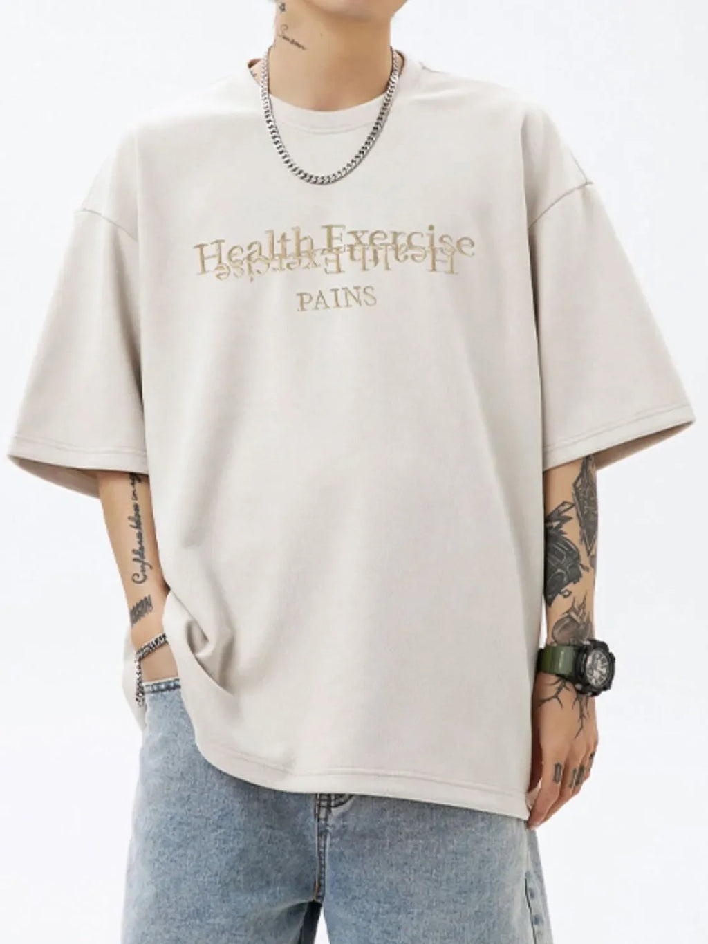 Men's Letter Round Neck Half Sleeve T-Shirt - tif-shop24.de
