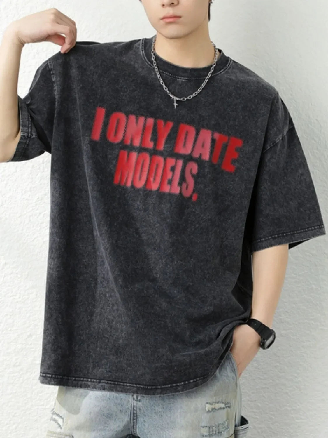 Men's Letter Round Neck Half Sleeve T-Shirt - tif-shop24.de