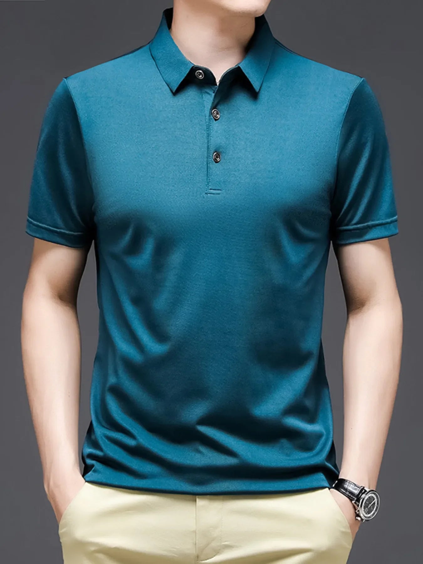 Men's Plus Size Breathable Collared Neck Polo - tif-shop24.de