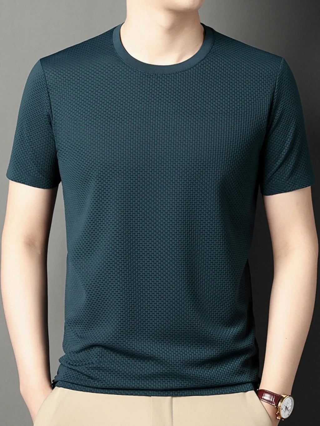 Men's Plus Size Breathable Texture Short Sleeve T-Shirt - tif-shop24.de