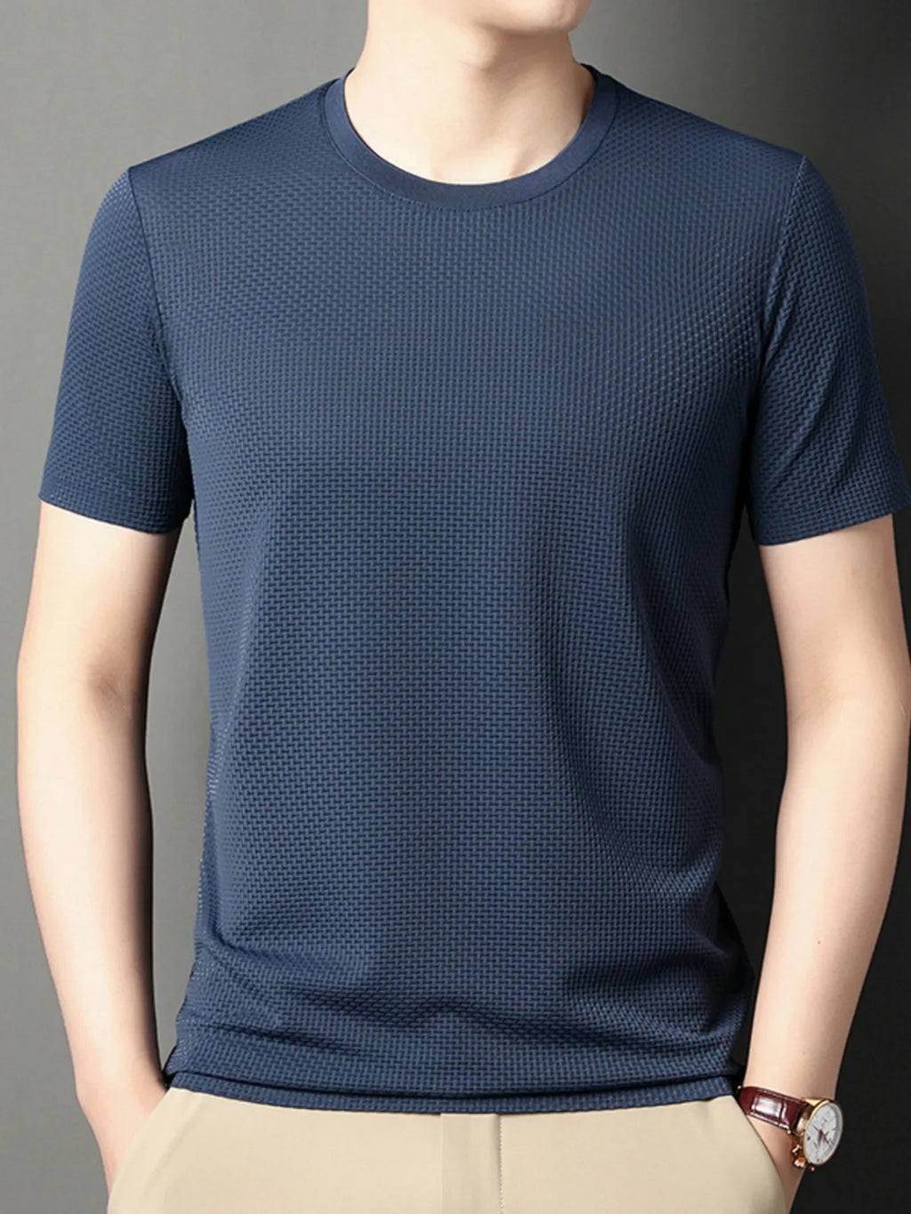 Men's Plus Size Breathable Texture Short Sleeve T-Shirt - tif-shop24.de