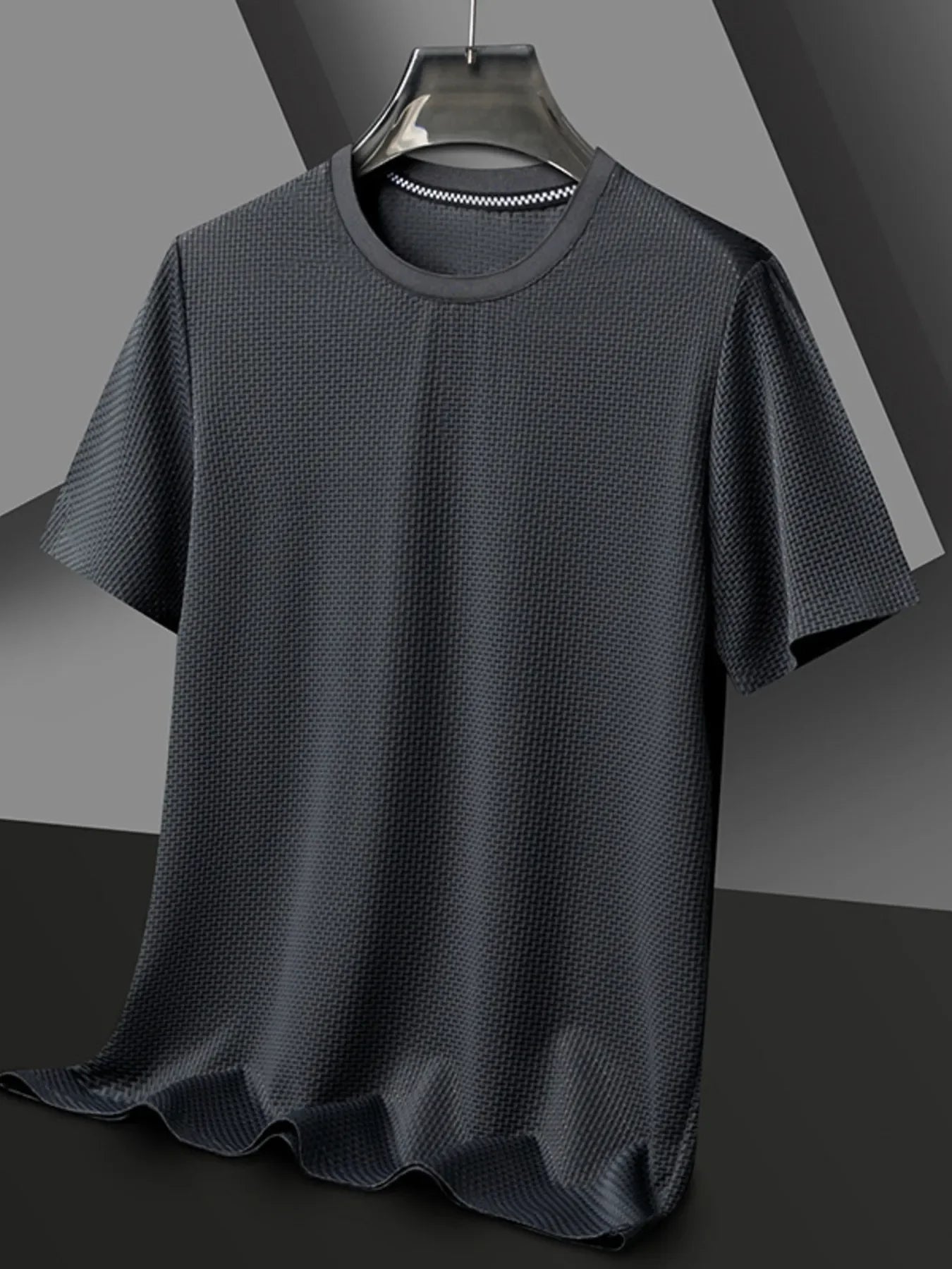 Men's Plus Size Breathable Texture Short Sleeve T-Shirt - tif-shop24.de