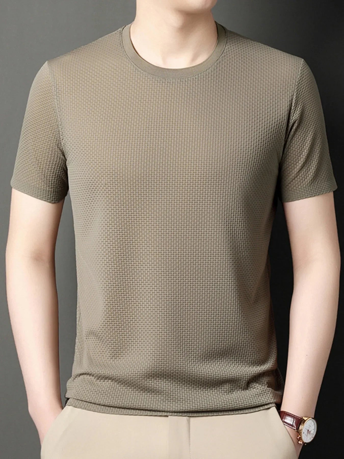 Men's Plus Size Breathable Texture Short Sleeve T-Shirt - tif-shop24.de