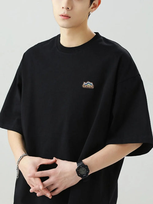 Men's Plus Size Embroidered Round Neck Half Sleeve T-Shirt - tif-shop24.de
