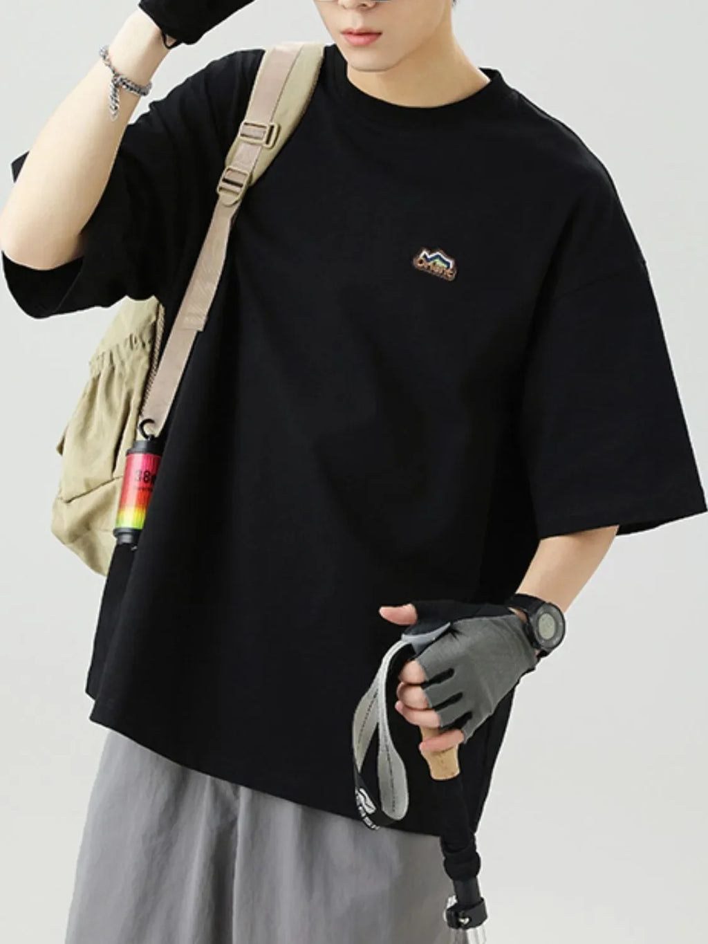 Men's Plus Size Embroidered Round Neck Half Sleeve T-Shirt - tif-shop24.de