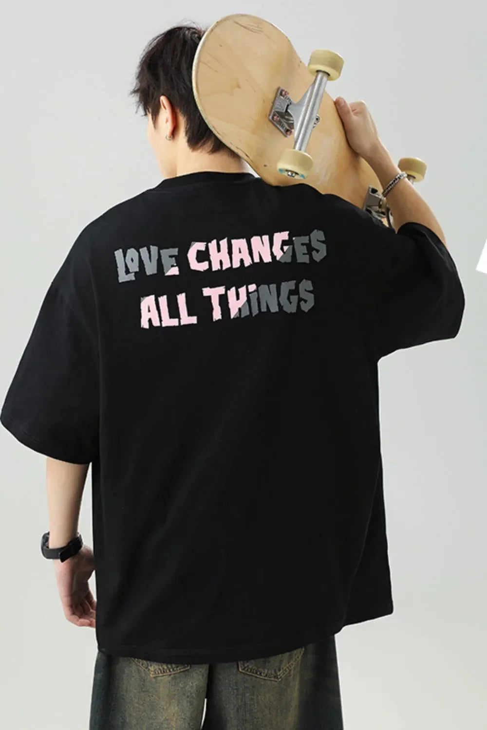 Men's Plus Size Letter Round Neck Half Sleeve T-Shirt - tif-shop24.de