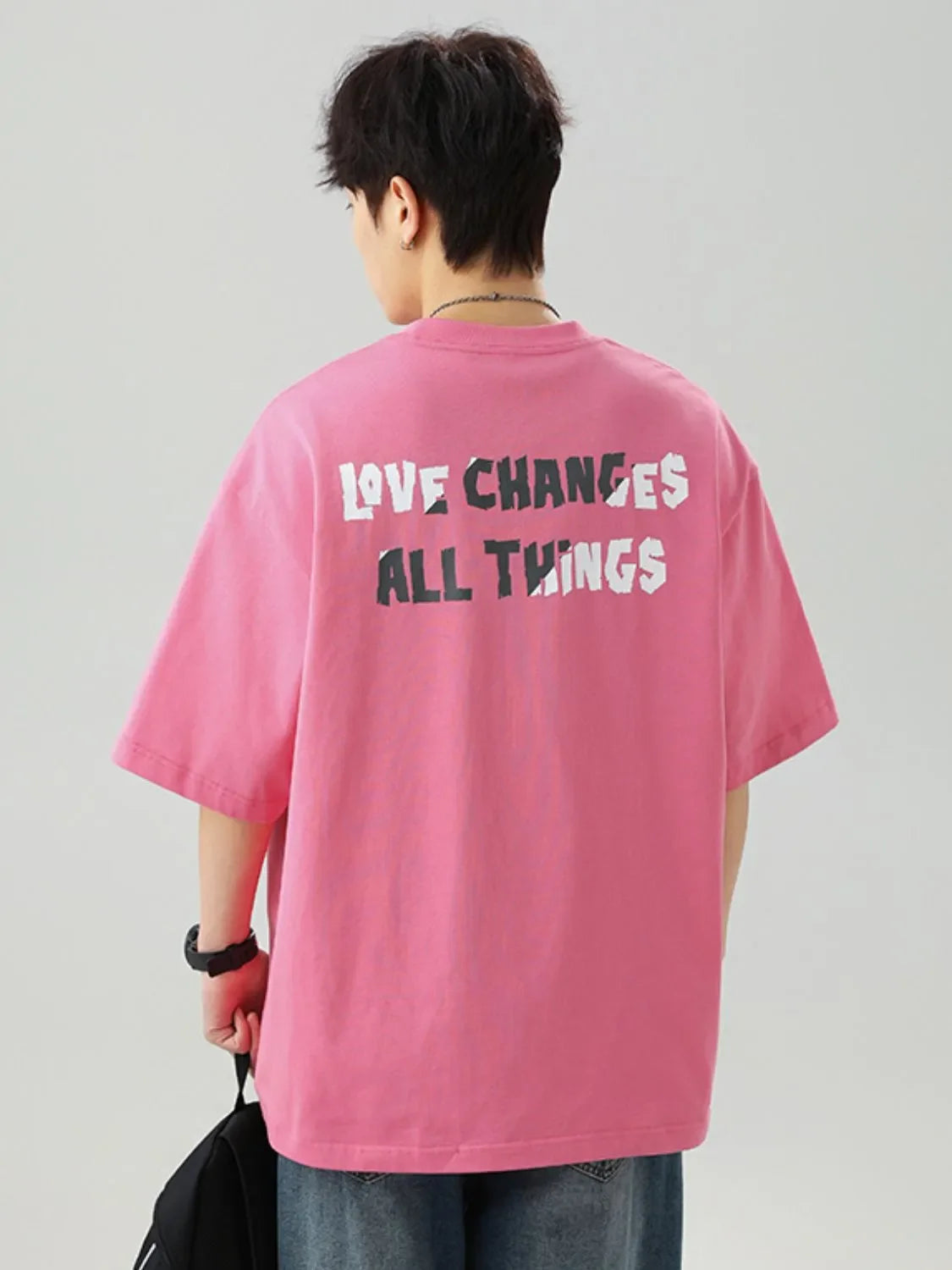 Men's Plus Size Letter Round Neck Half Sleeve T-Shirt - tif-shop24.de