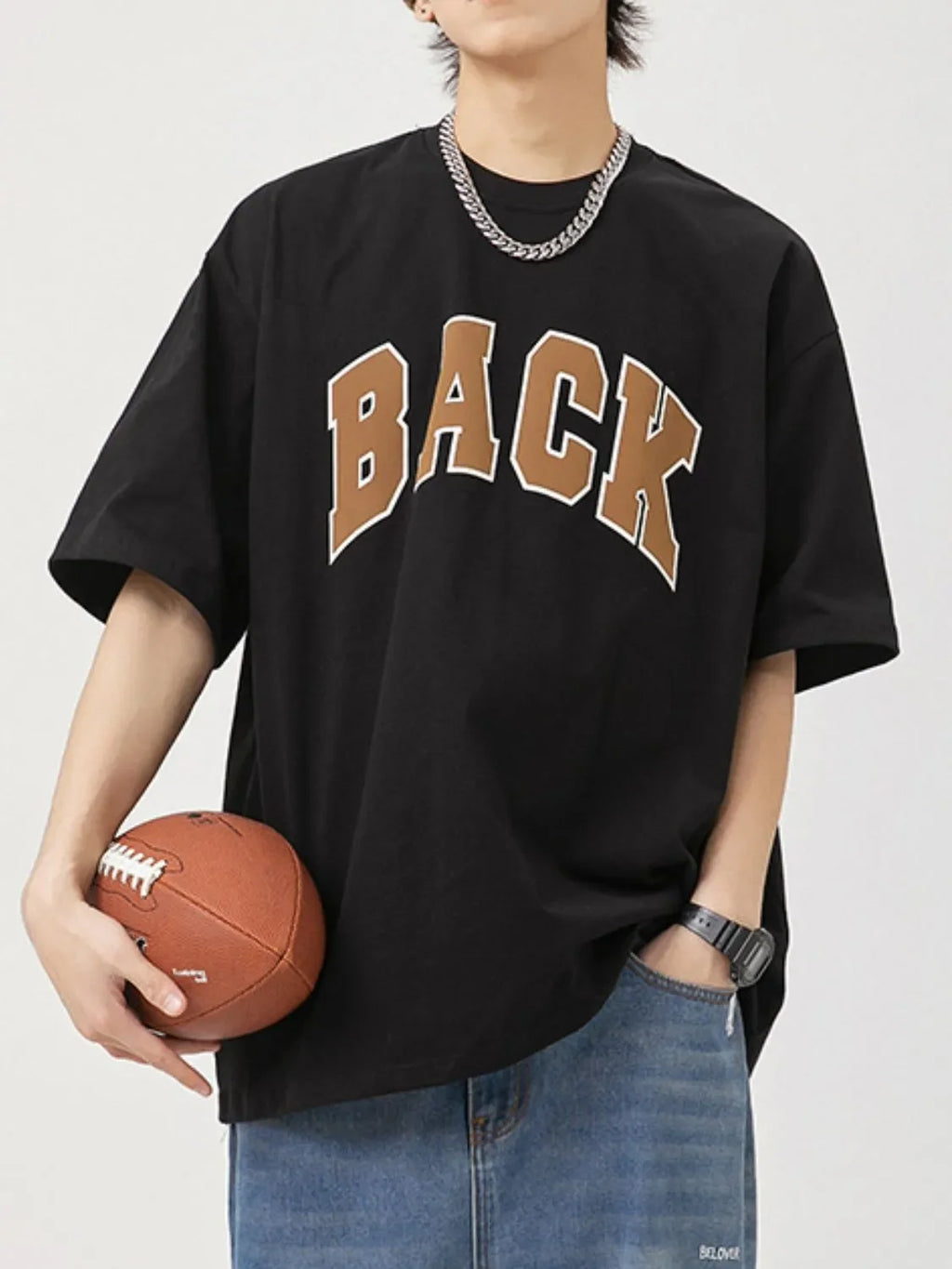 Men's Plus Size Letter Round Neck Half Sleeve T-Shirt - tif-shop24.de