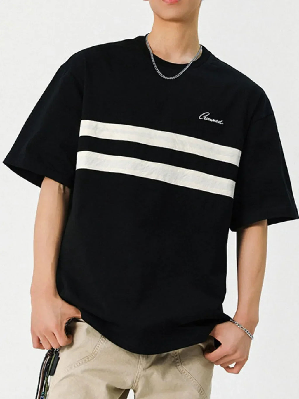 Men's Round Neck Striped T-Shirt - tif-shop24.de