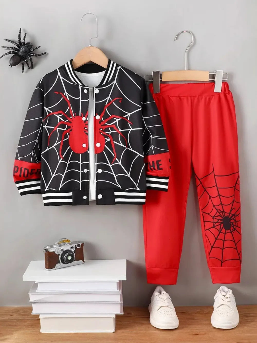 Spider Baseball Collar Top and Pants Set - tif-shop24.de