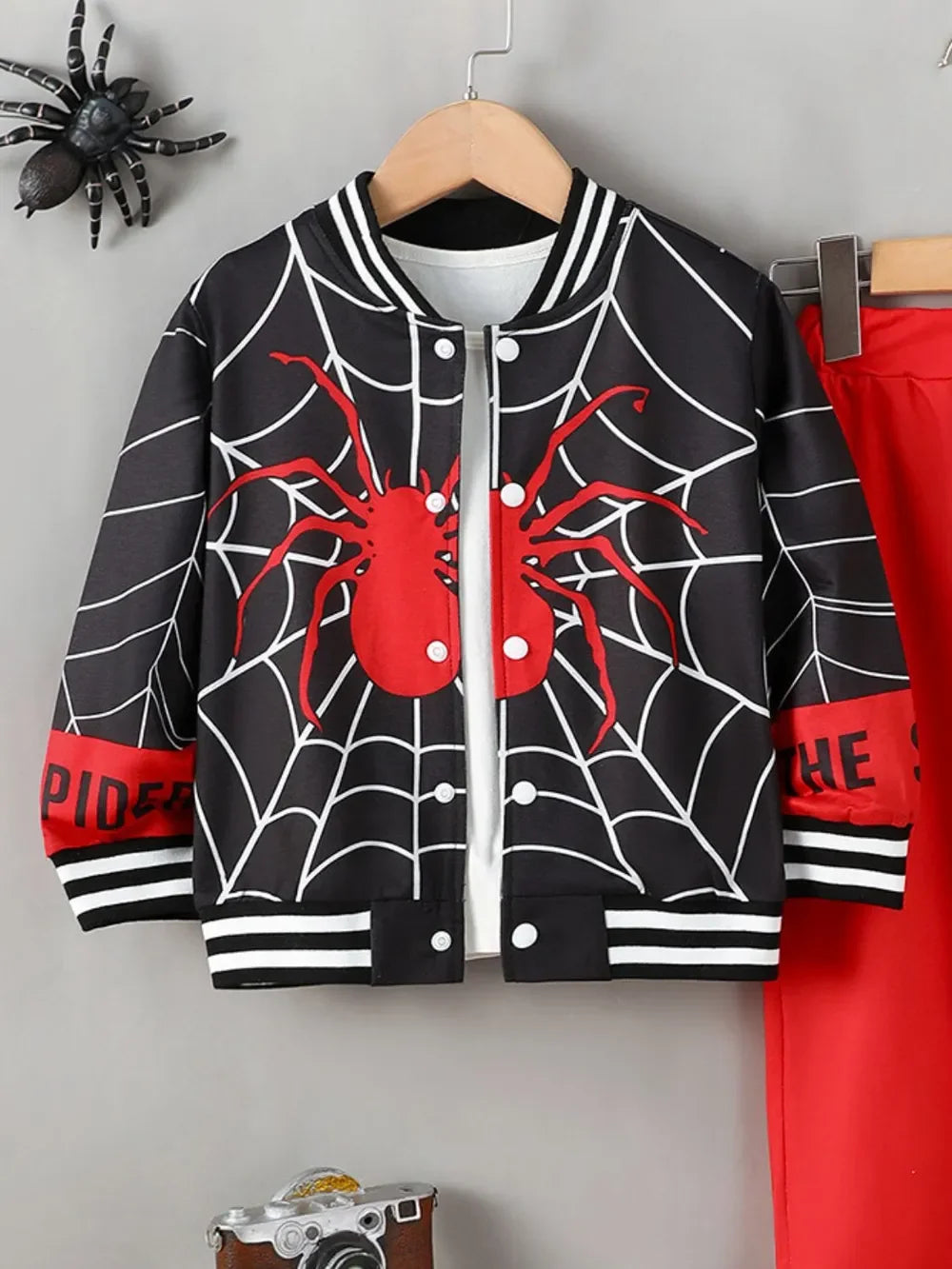 Spider Baseball Collar Top and Pants Set - tif-shop24.de