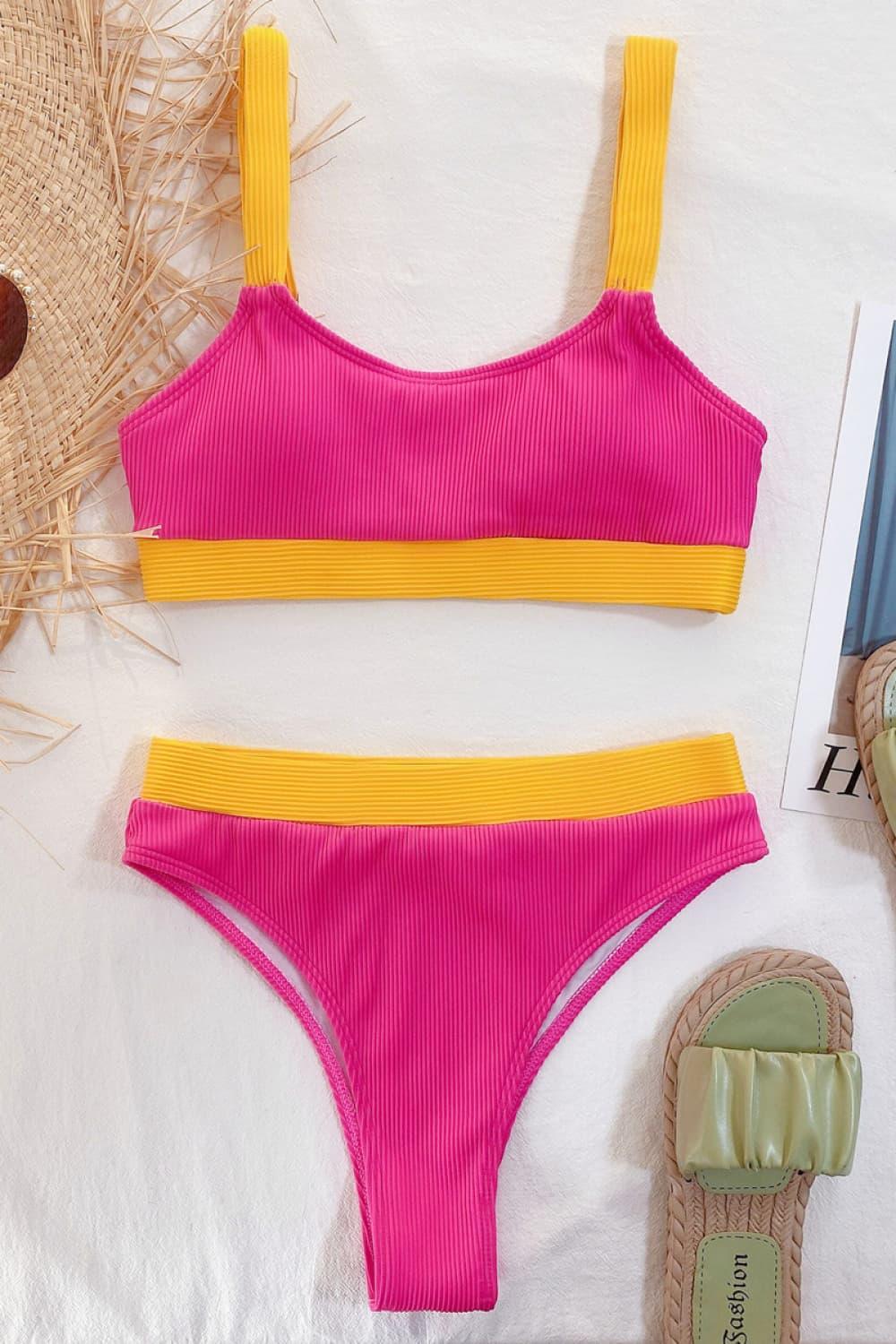 Color Block Scoop Neck Bikini Set - tif-shop24.de