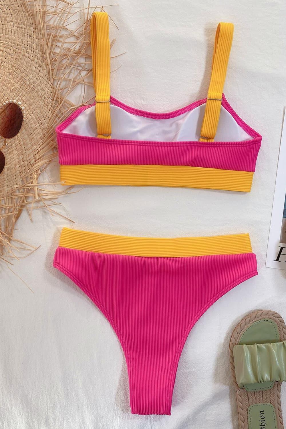 Color Block Scoop Neck Bikini Set - tif-shop24.de