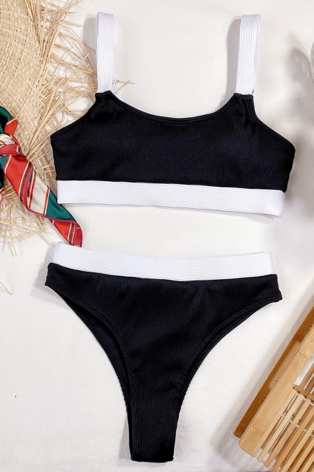 Color Block Scoop Neck Bikini Set - tif-shop24.de