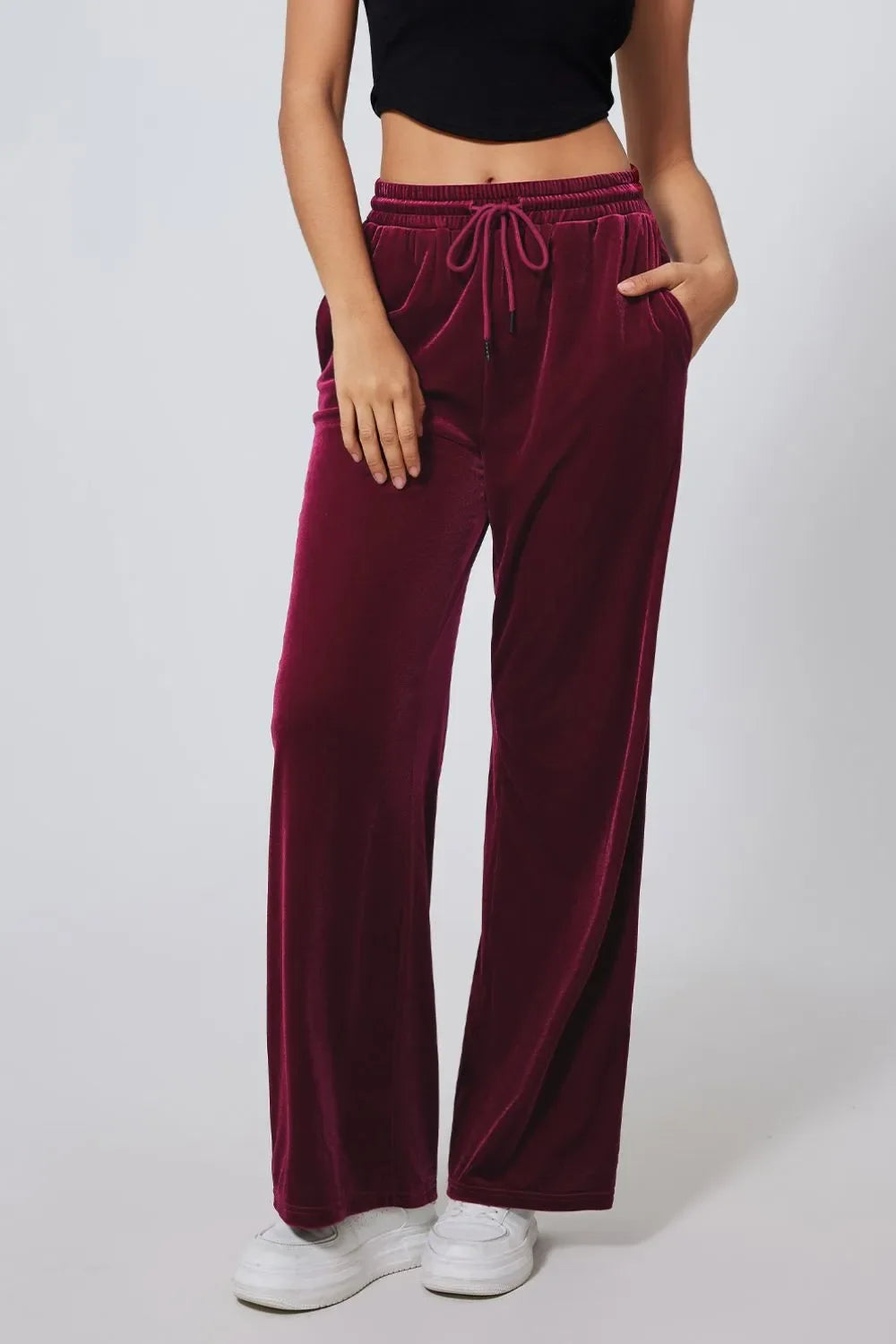 Drawstring Waist Wide Leg Active Pants - tif-shop24.de