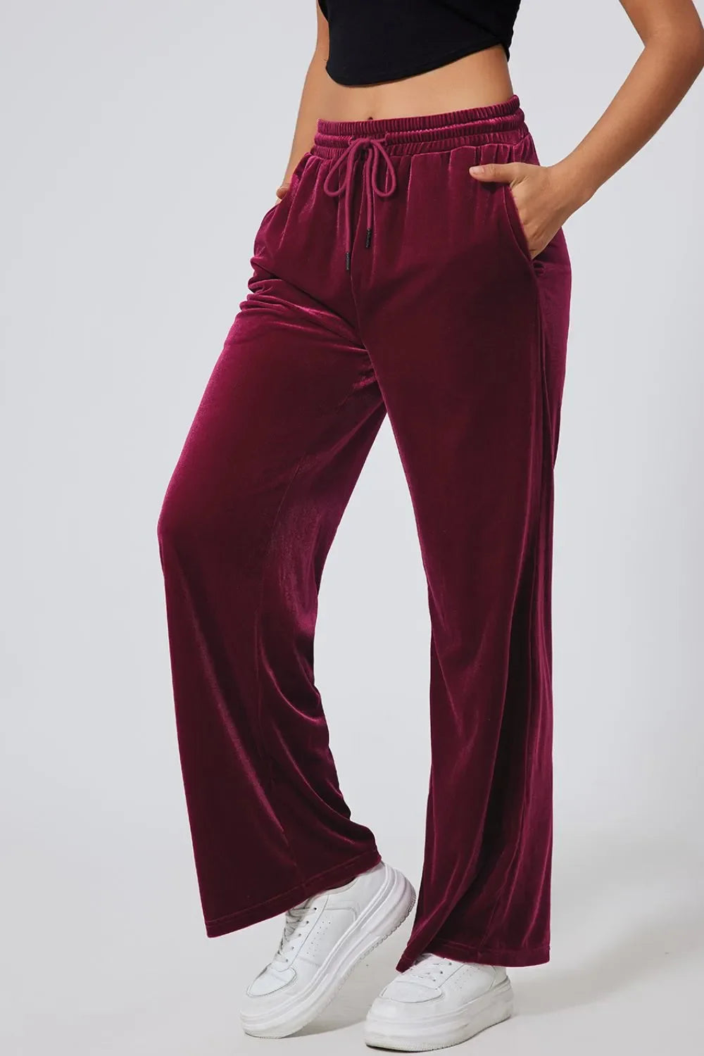 Drawstring Waist Wide Leg Active Pants - tif-shop24.de