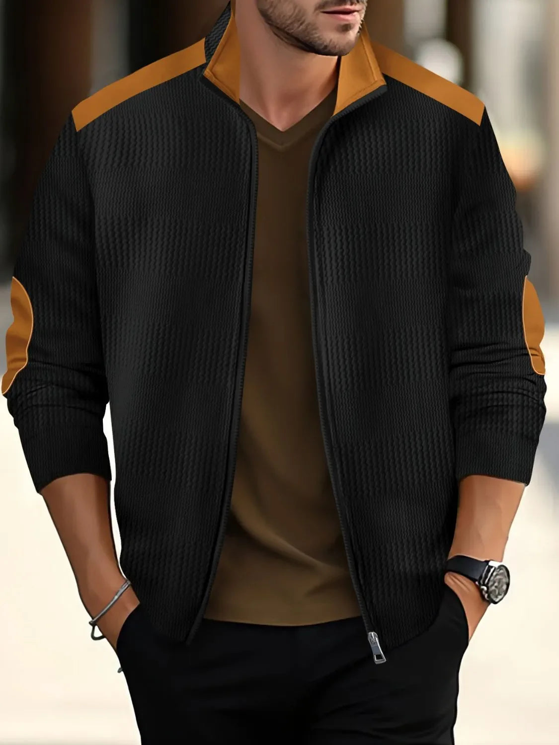 Men's Full Size Zip Up Long Sleeve Top Plus Size - tif-shop24.de