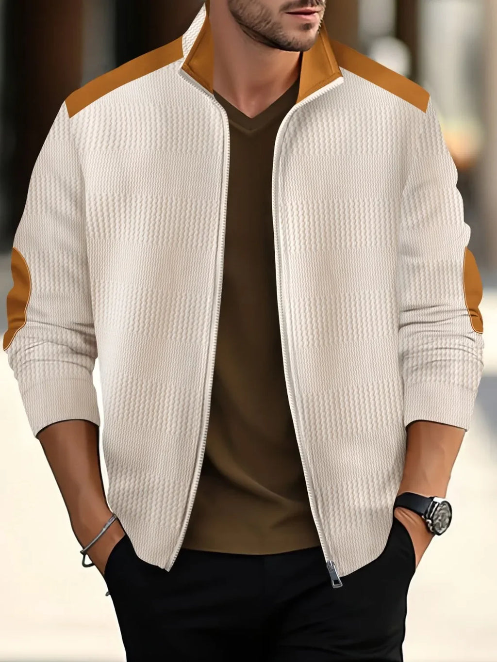 Men's Full Size Zip Up Long Sleeve Top Plus Size - tif-shop24.de