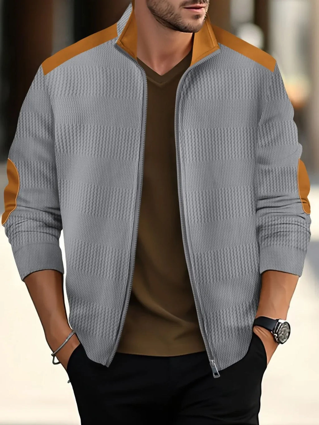 Men's Full Size Zip Up Long Sleeve Top Plus Size - tif-shop24.de