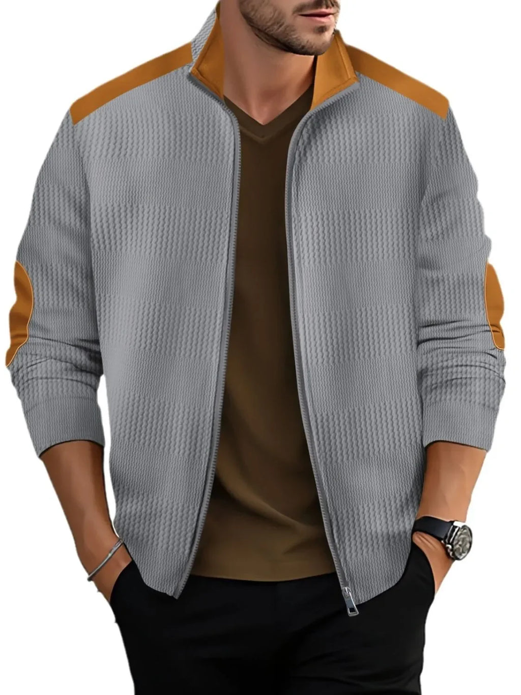 Men's Full Size Zip Up Long Sleeve Top Plus Size - tif-shop24.de