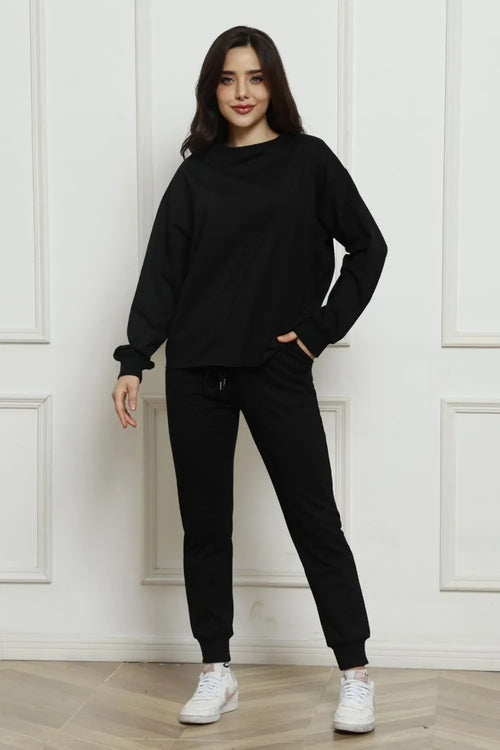 Round Neck Long Sleeve Top and Drawstring Pants Set - tif-shop24.de
