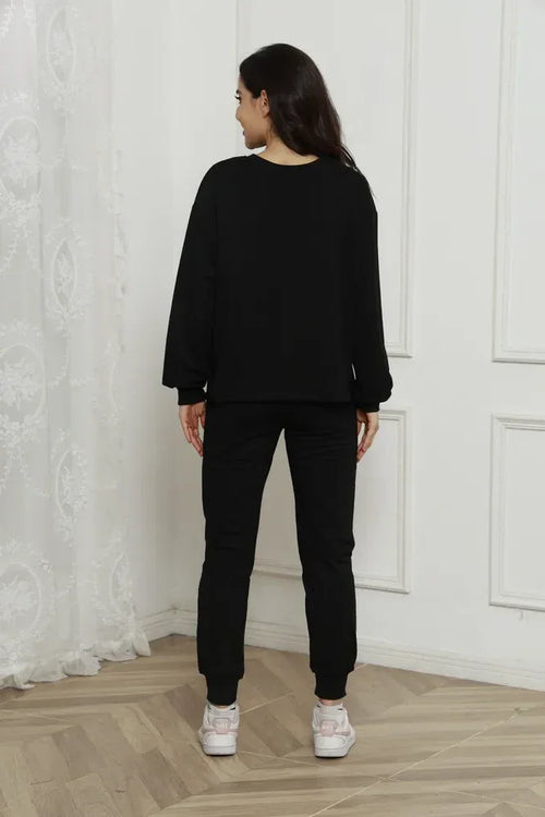 Round Neck Long Sleeve Top and Drawstring Pants Set - tif-shop24.de