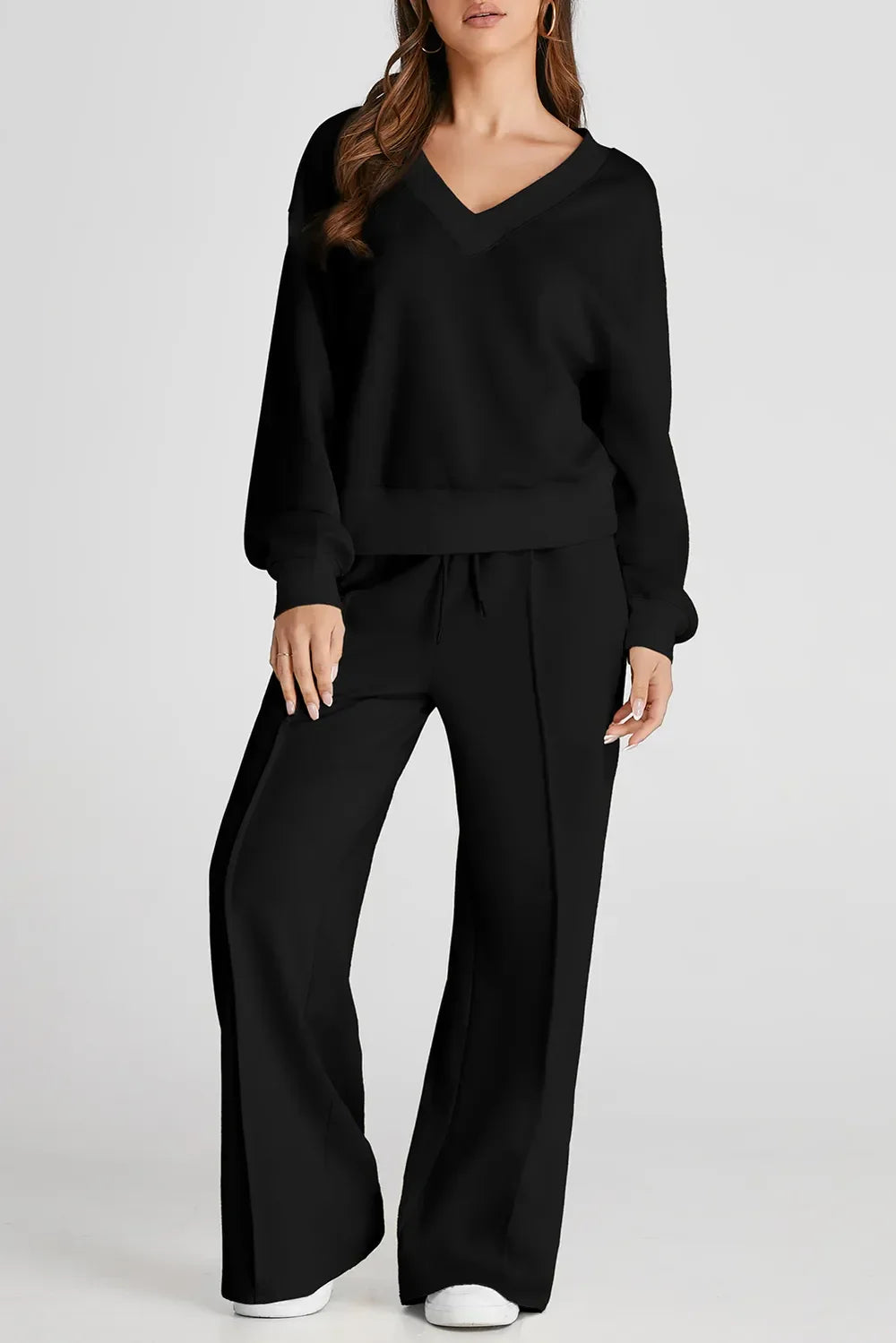V-Neck Long Sleeve Top and Pants Active Set - tif-shop24.de
