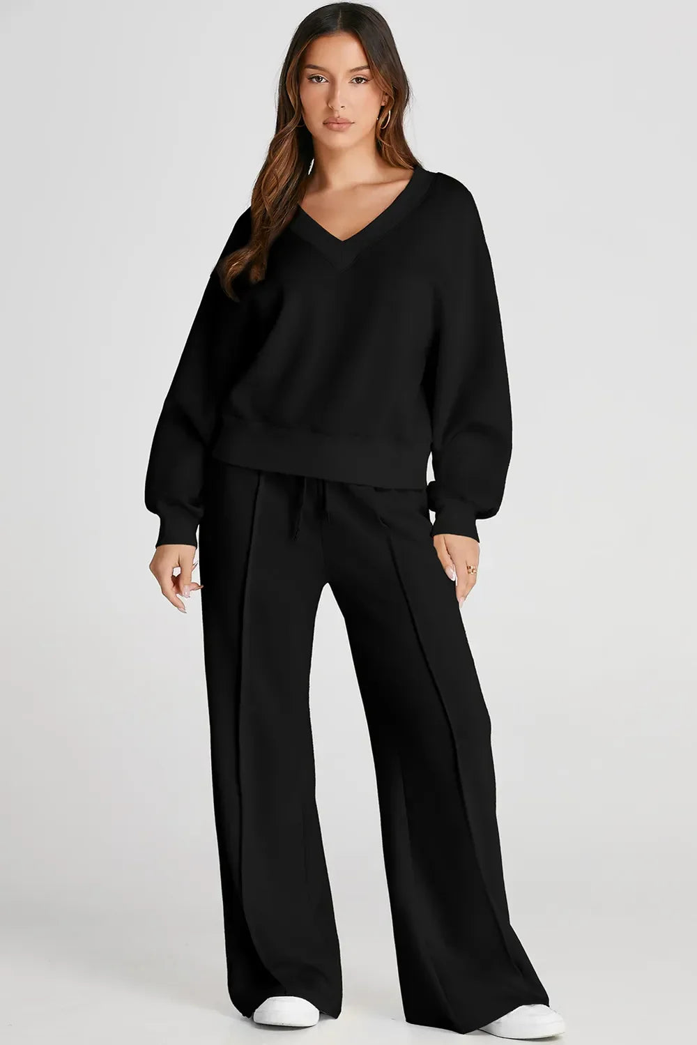 V-Neck Long Sleeve Top and Pants Active Set - tif-shop24.de