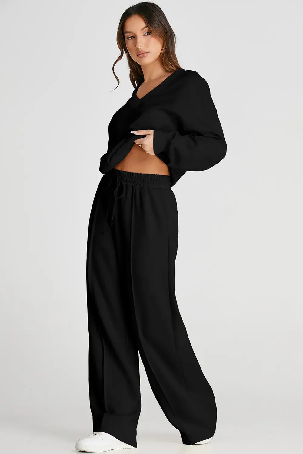 V-Neck Long Sleeve Top and Pants Active Set - tif-shop24.de
