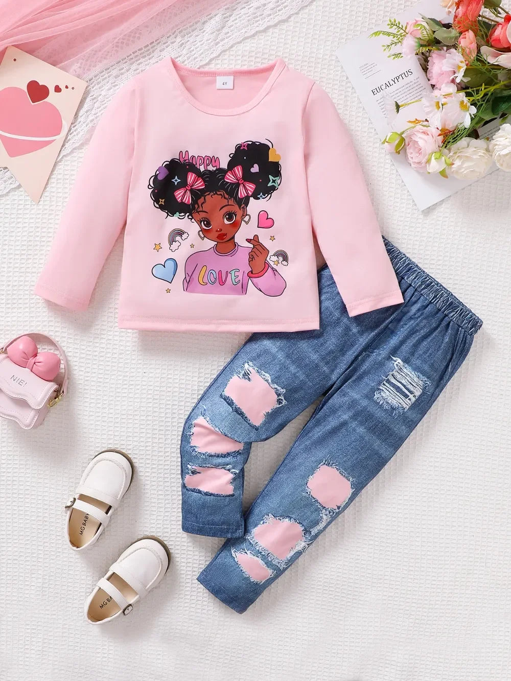 Children's Cartoon Graphic Top and Pants Set - tif-shop24.de