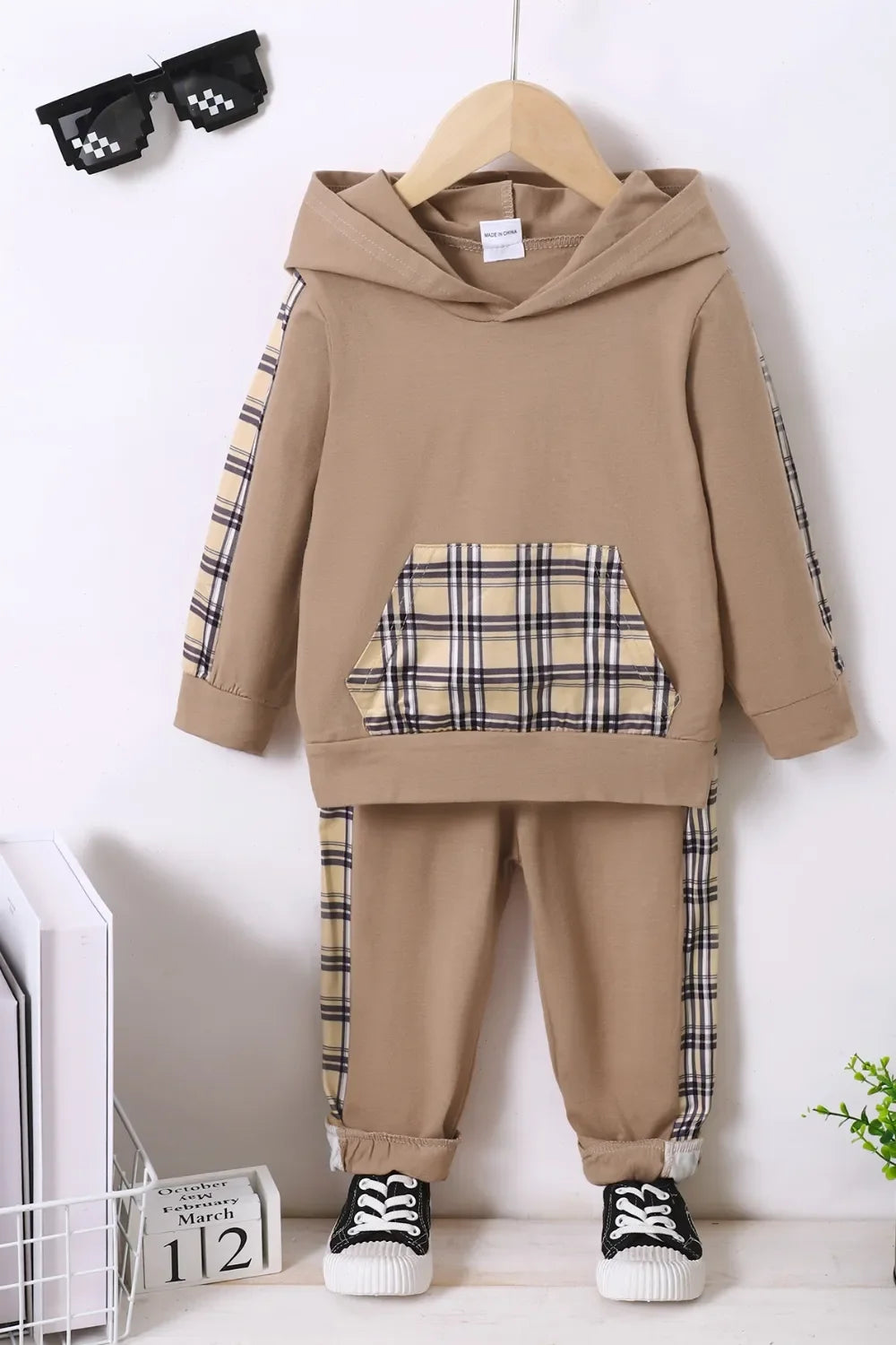 Children's Plaid Hoodie and pants Set - tif-shop24.de