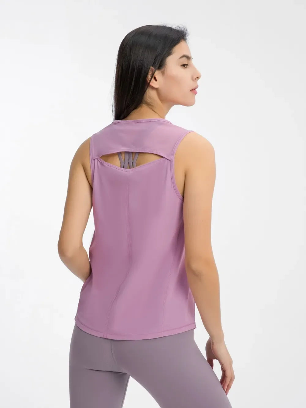 Millennia Cutout Back Round Neck Active Tank - tif-shop24.de