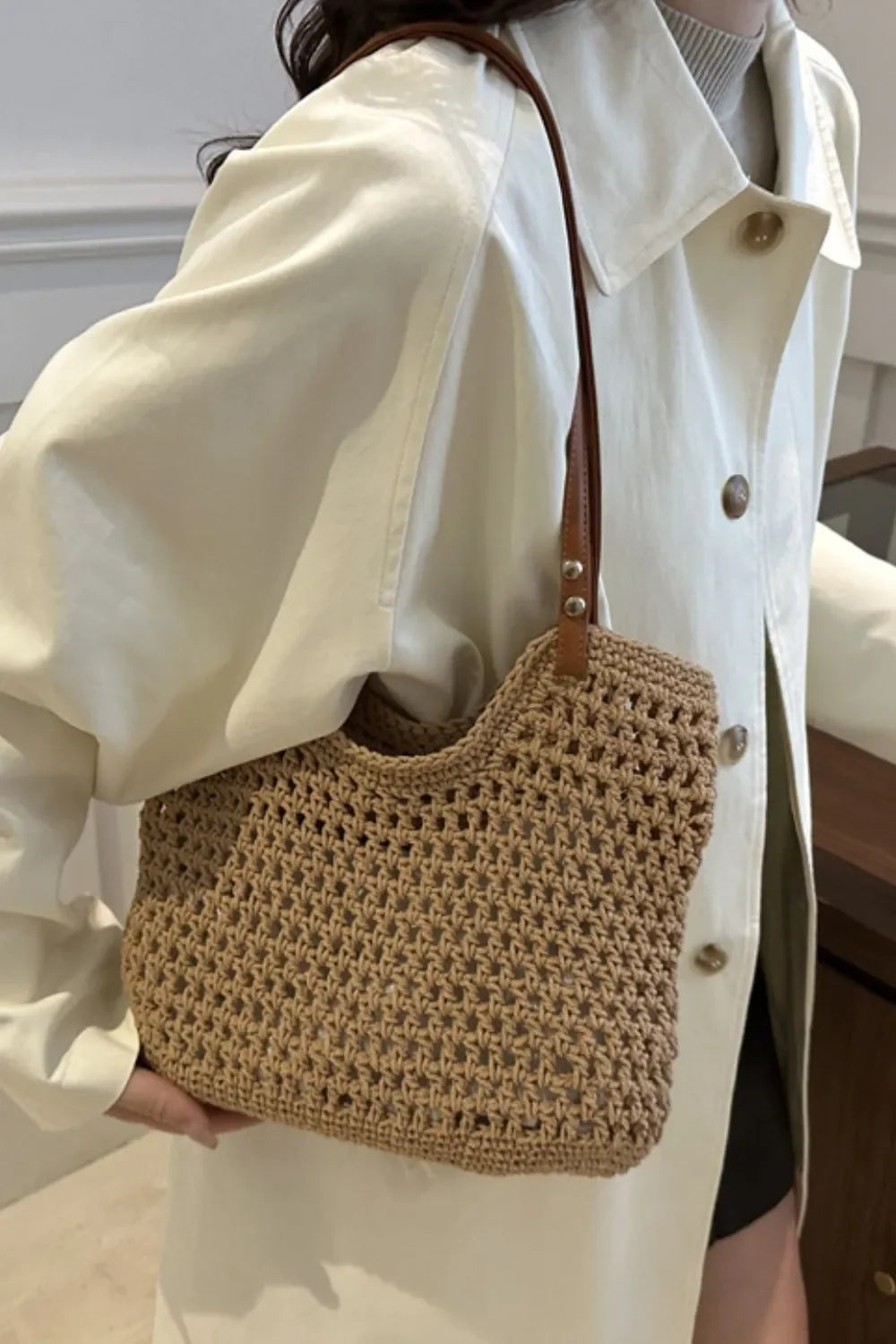 Openwork Woven Tote Bag - tif-shop24.de