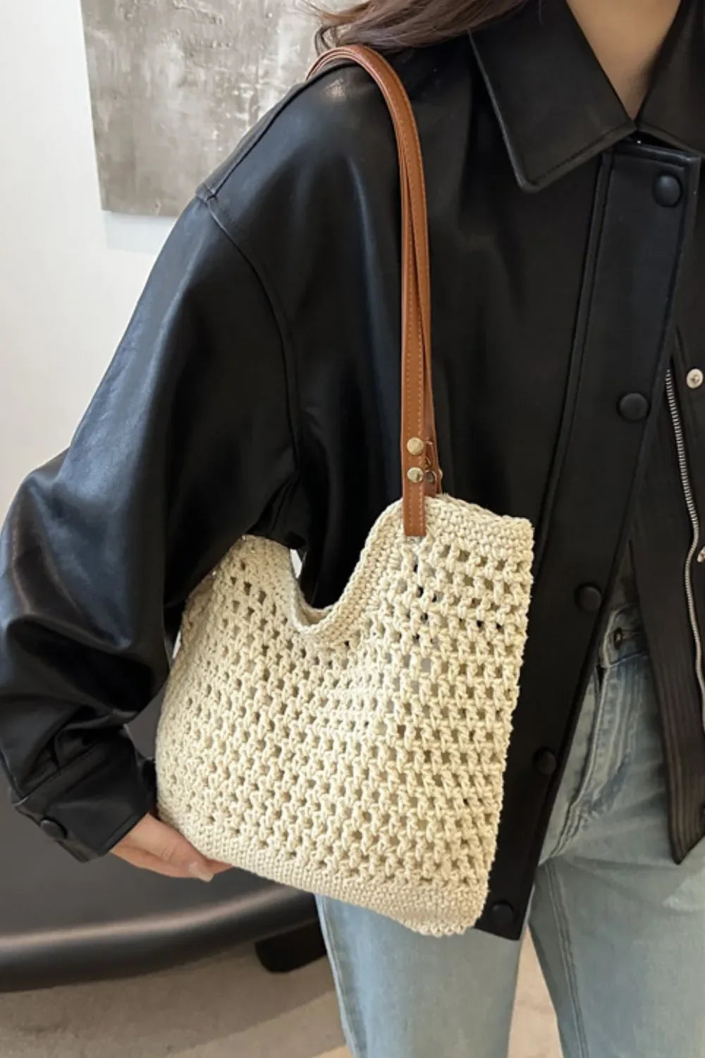Openwork Woven Tote Bag - tif-shop24.de