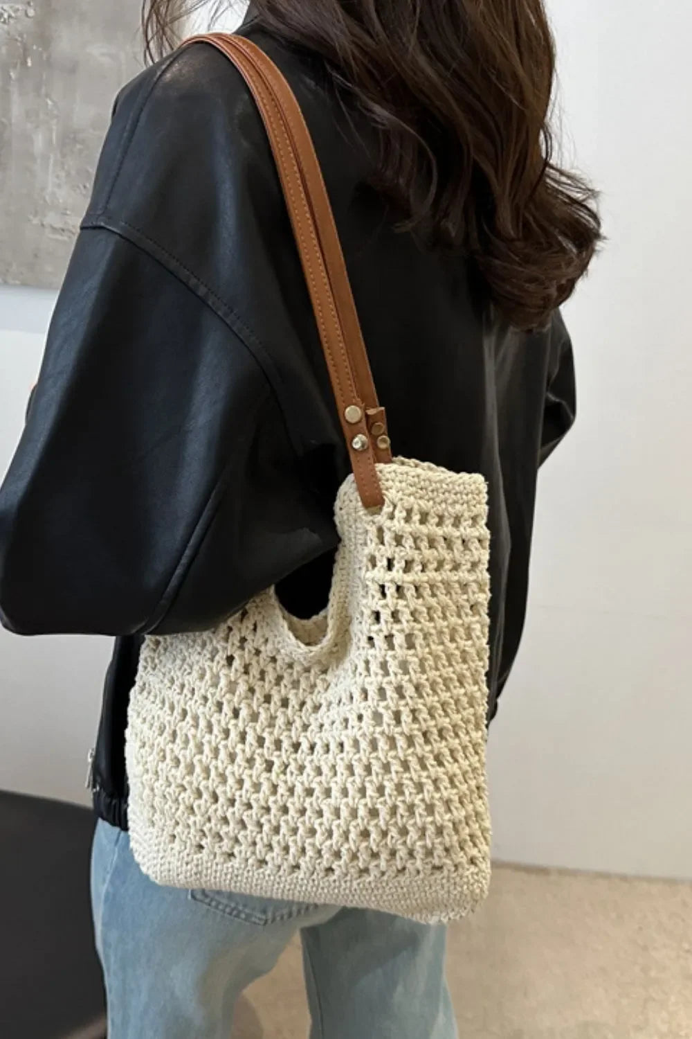 Openwork Woven Tote Bag - tif-shop24.de
