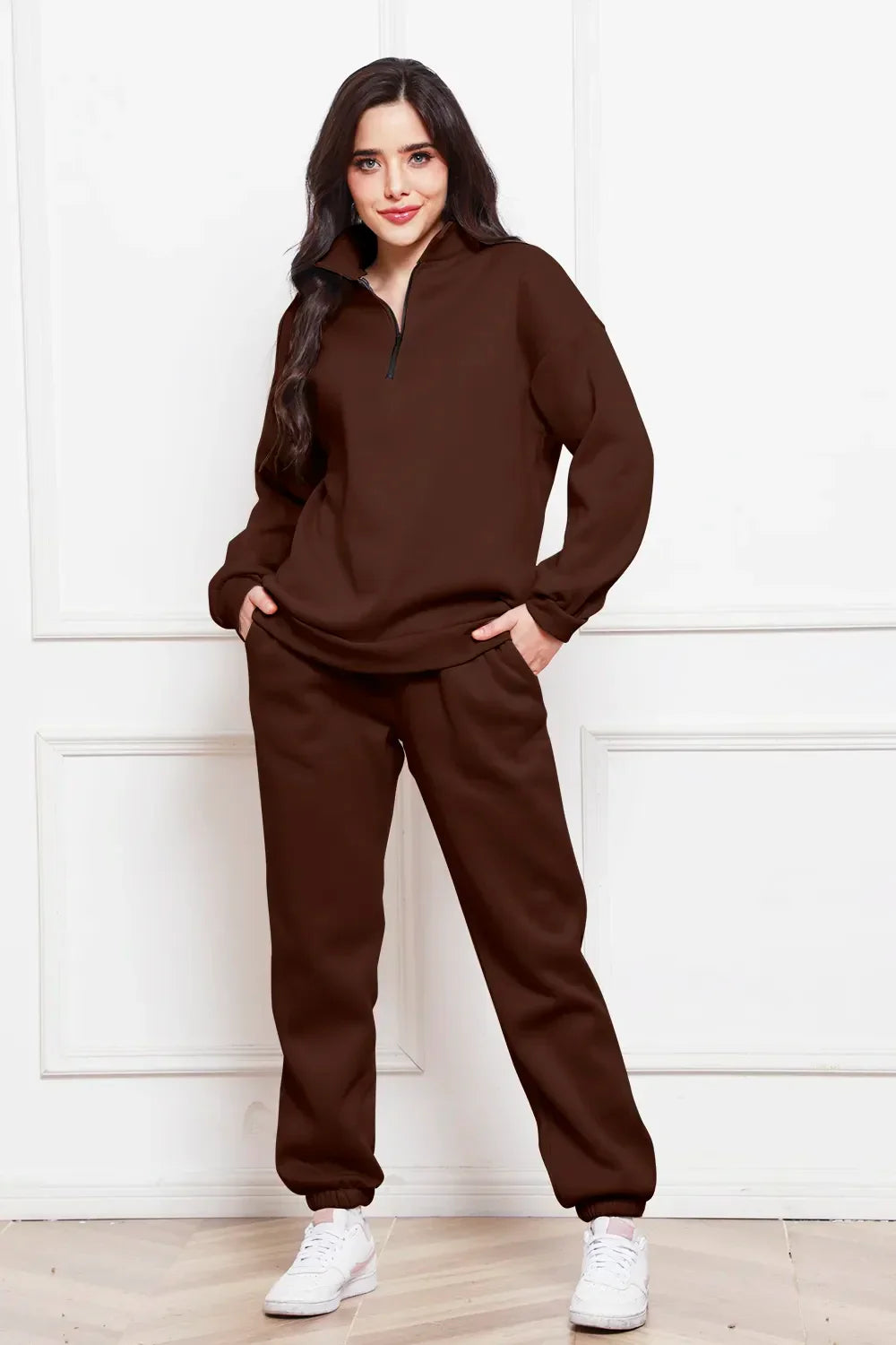 Half Zip Long Sleeve Sweatshirt and Pants Set - tif-shop24.de