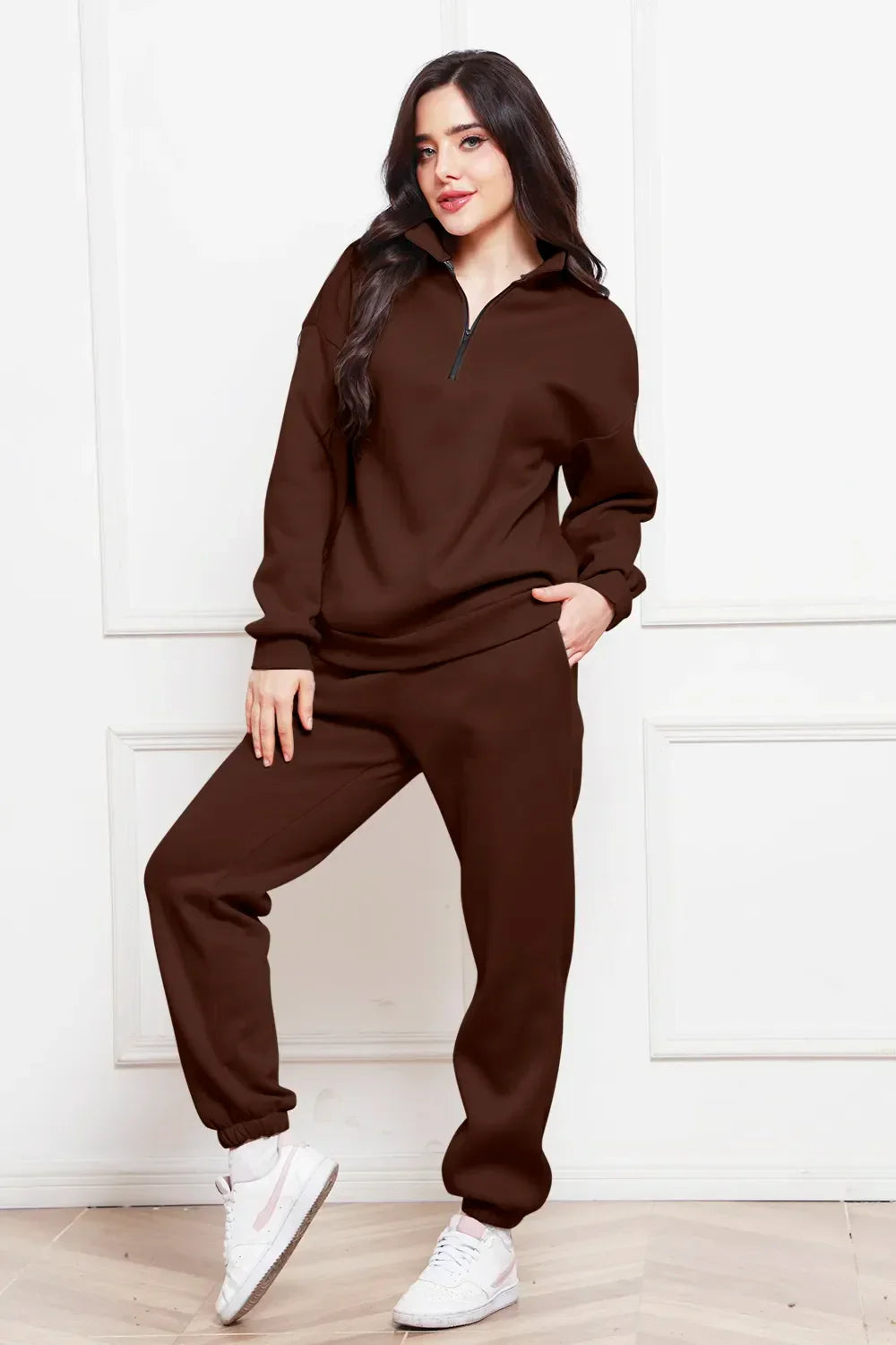 Half Zip Long Sleeve Sweatshirt and Pants Set - tif-shop24.de
