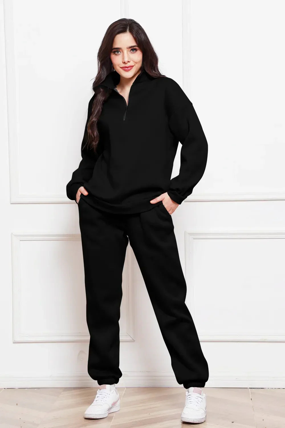 Half Zip Long Sleeve Sweatshirt and Pants Set - tif-shop24.de