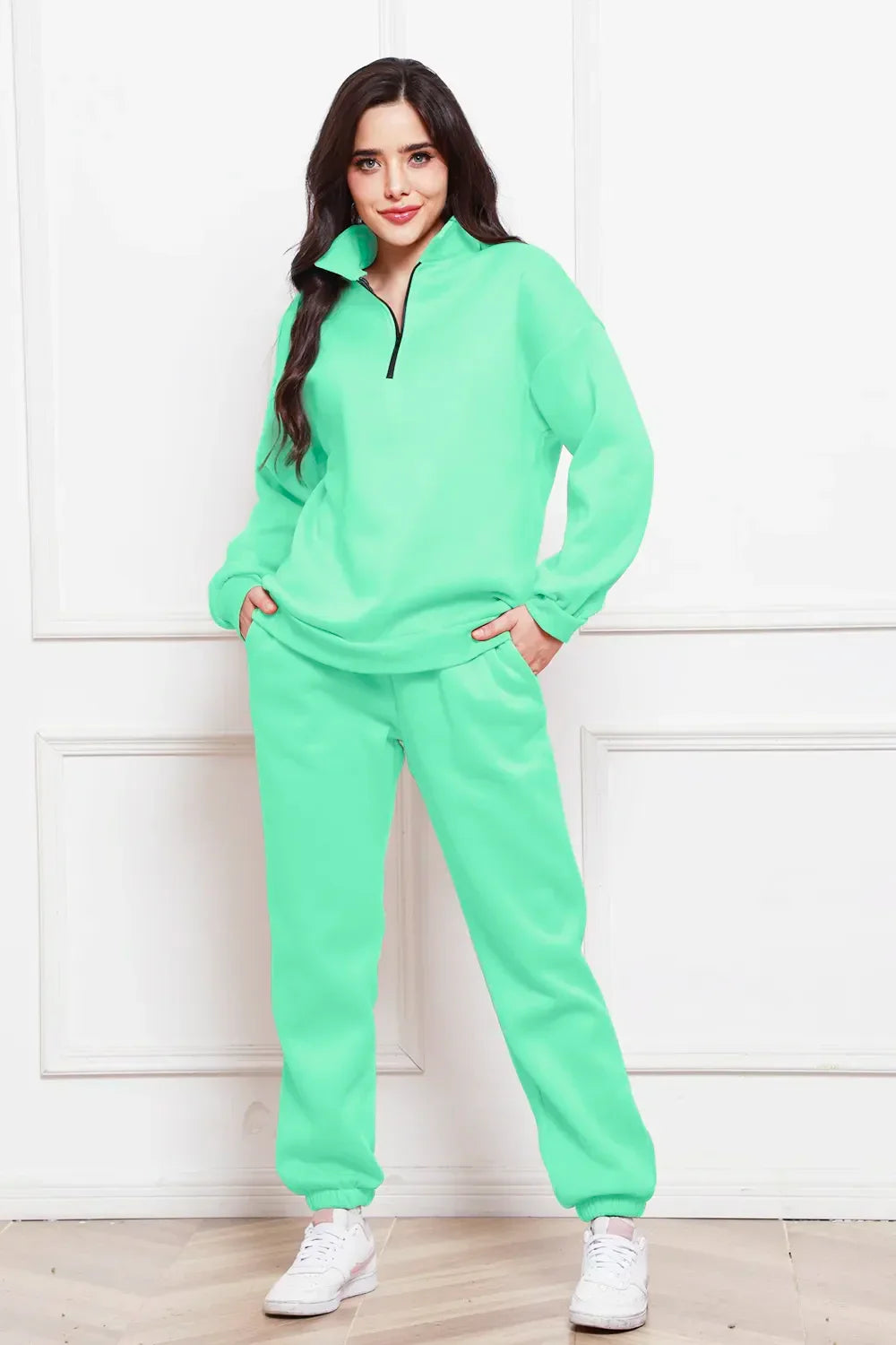 Half Zip Long Sleeve Sweatshirt and Pants Set - tif-shop24.de