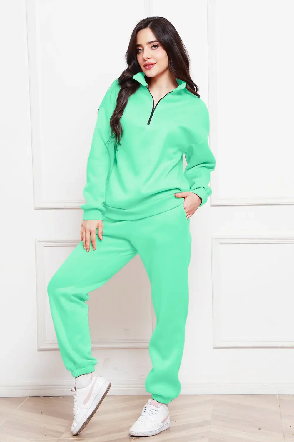 Half Zip Long Sleeve Sweatshirt and Pants Set - tif-shop24.de