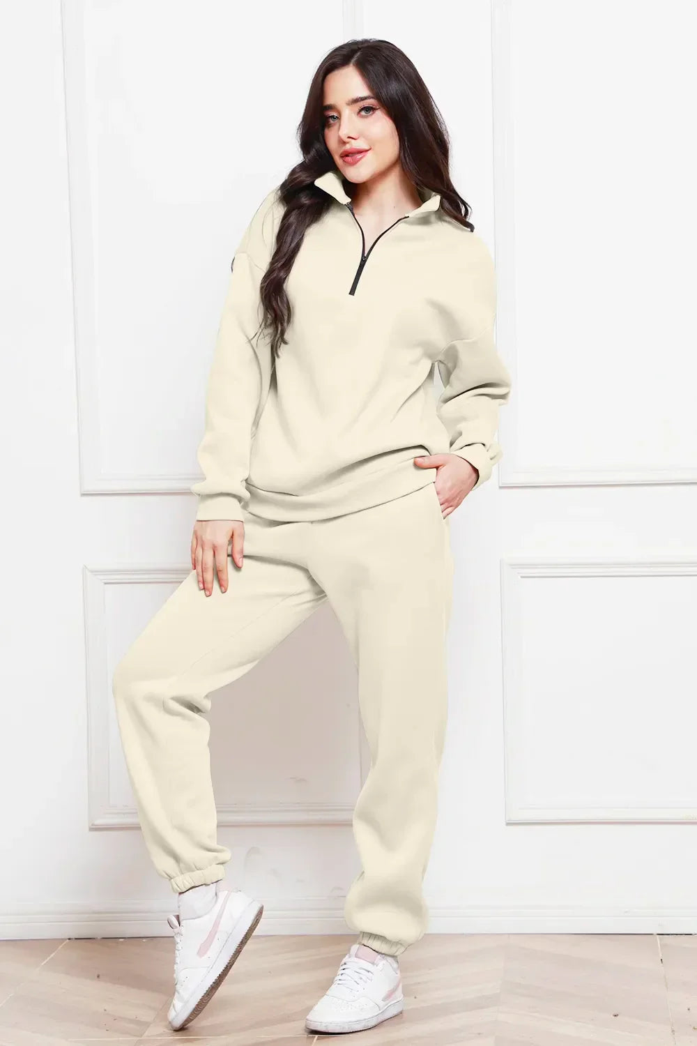 Half Zip Long Sleeve Sweatshirt and Pants Set - tif-shop24.de