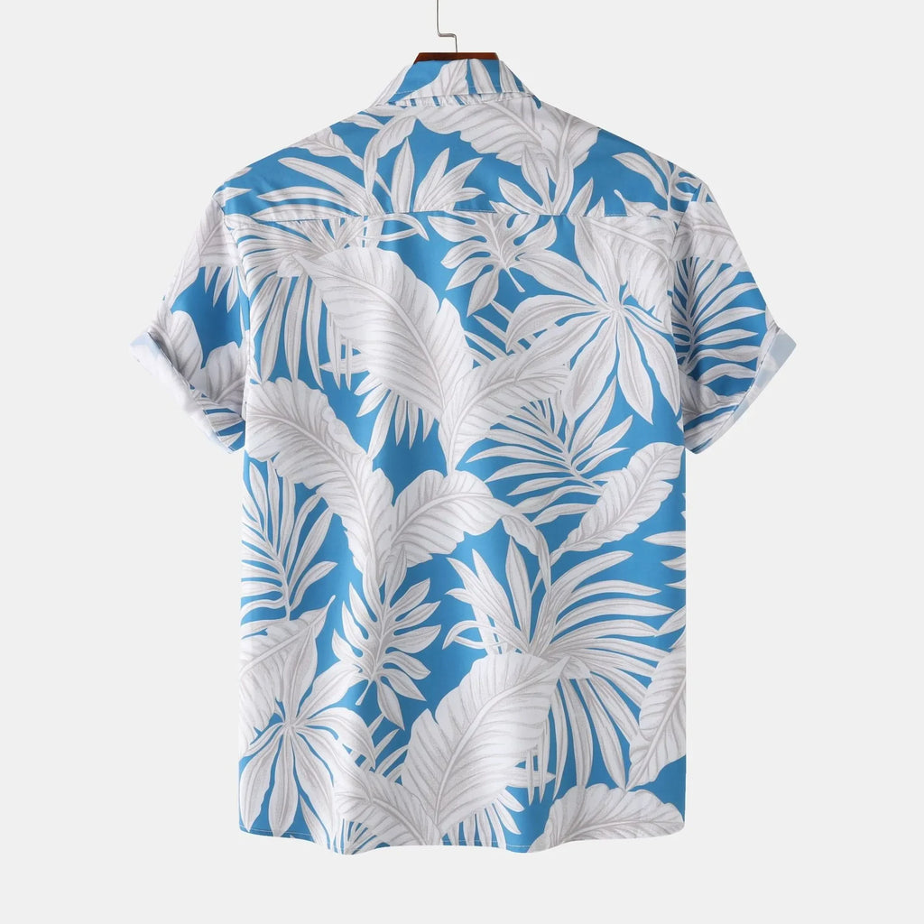Men's Tropical Palm Leaf Print Hawaiian Short Sleeve Shirt - tif-shop24.de