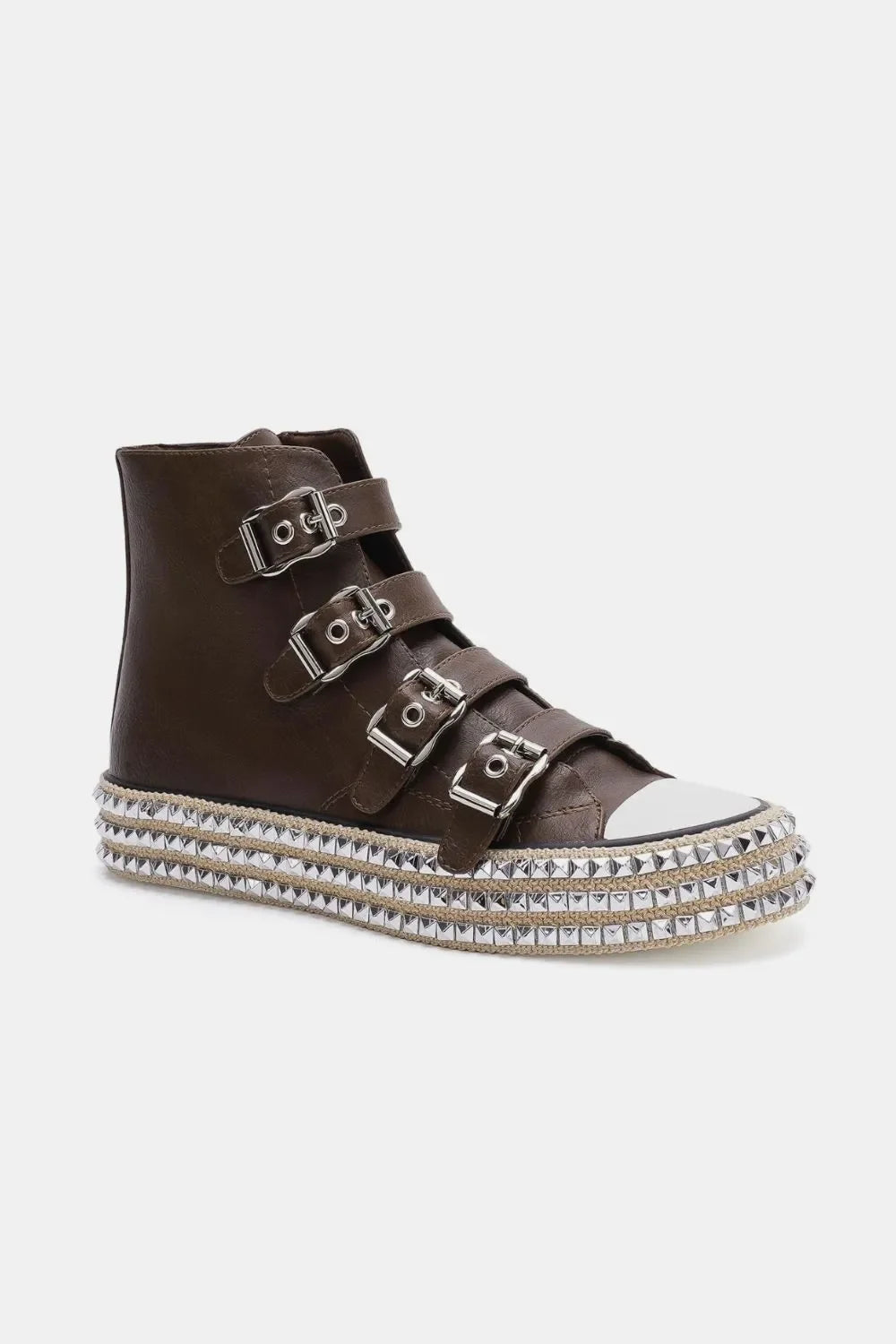Beast Fashion Multi-Buckle Straps Studded Platform Sneakers - tif-shop24.de