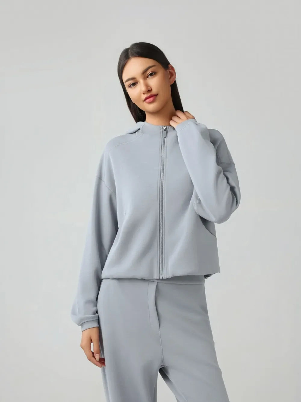 Millennia Zip Up Dropped Shouder Active Hooded - tif-shop24.de