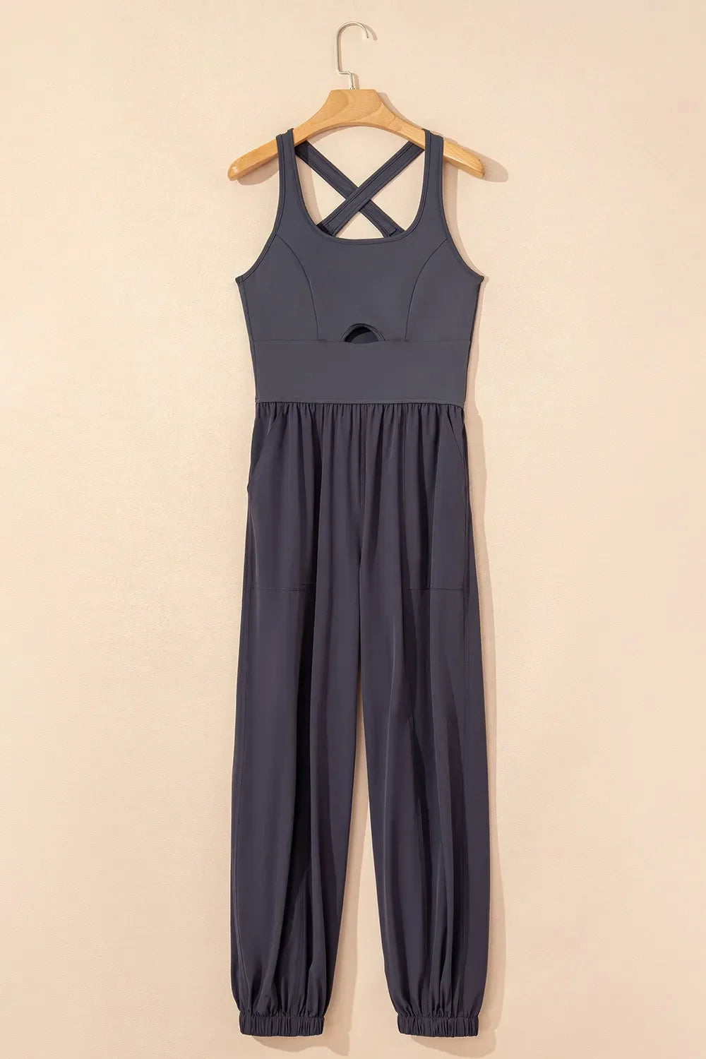 Cutout Square Neck Wide Strap Active Jumpsuit - tif-shop24.de