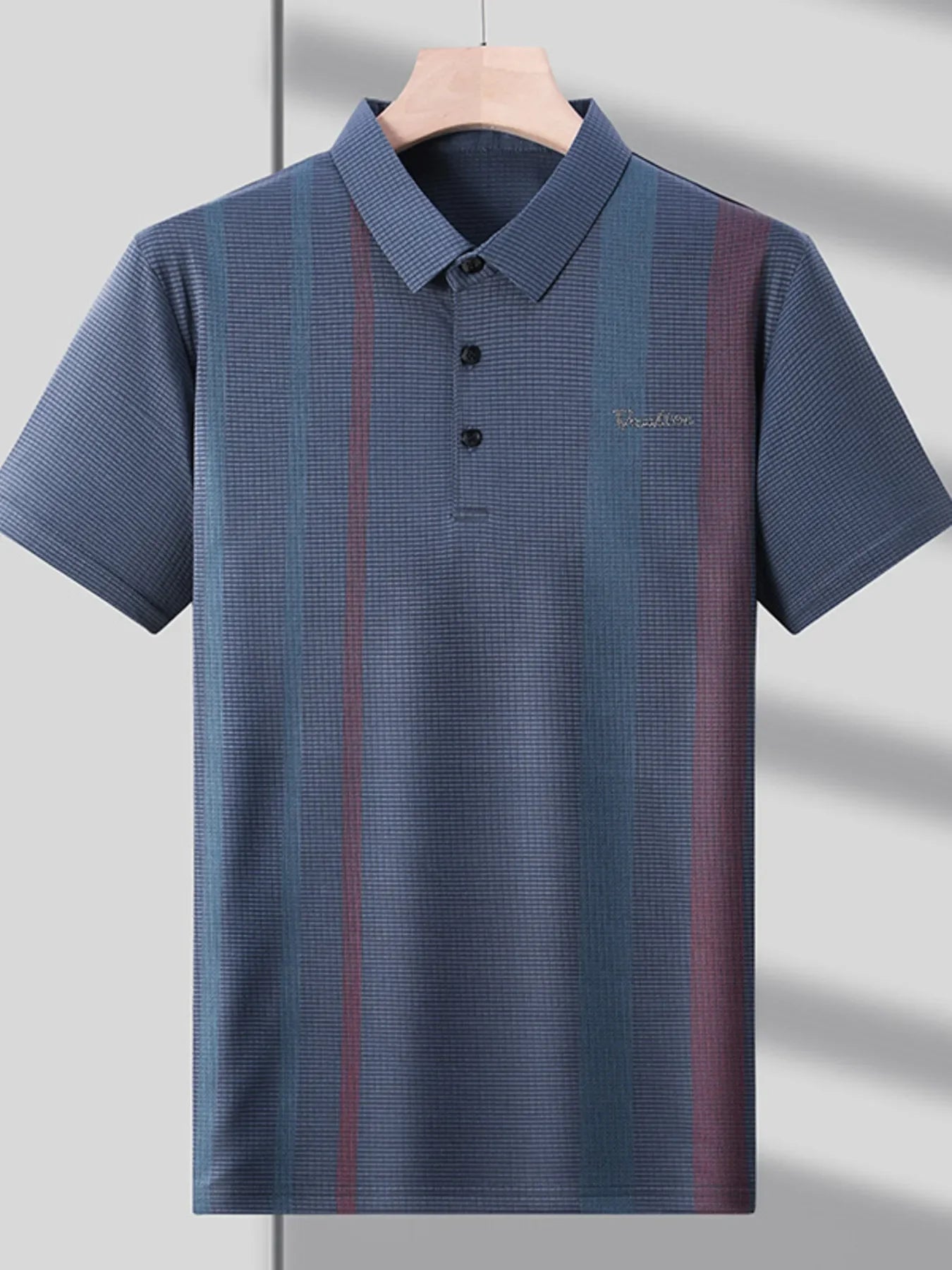 Men's Plus Size Striped Breathable Short Sleeve Polo - tif-shop24.de